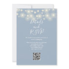 Dusty Blue String Lights Floral QR Code Wedding