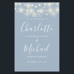 Dusty Blue String Lights Wedding Program<br><div class="desc">Dusty blue signature script wedding program featuring pretty string lights and chic modern typography. This stylish wedding program can be personalised with your special wedding day information. Designed by Thisisnotme©</div>