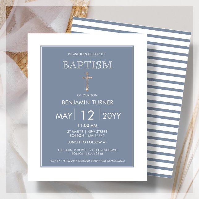 Dusty Blue Stripe | Baptism Budget Invitation (Creator Uploaded)