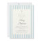 Dusty Blue Stripes Elegant Baptism Boy Invite