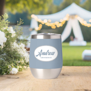 Dusty Blue Stylised Name Wedding Groomsman
