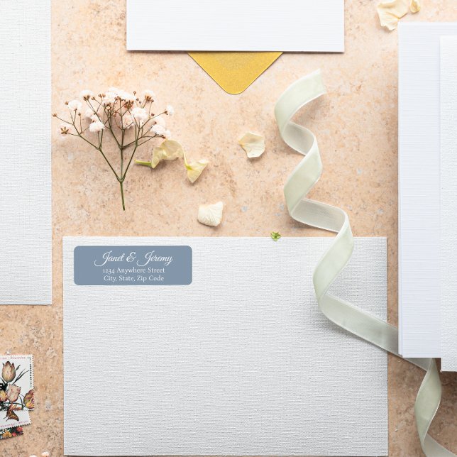 Dusty Blue Stylised Names Wedding Address (In Situ Wedding)