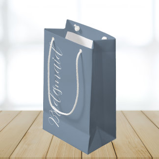 Dusty Blue Stylised Script Wedding Bridesmaid Small Gift Bag