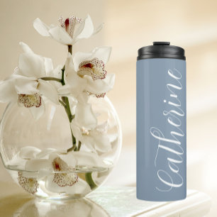 Dusty Blue Stylised Wedding Bridesmaid Name Thermal Tumbler