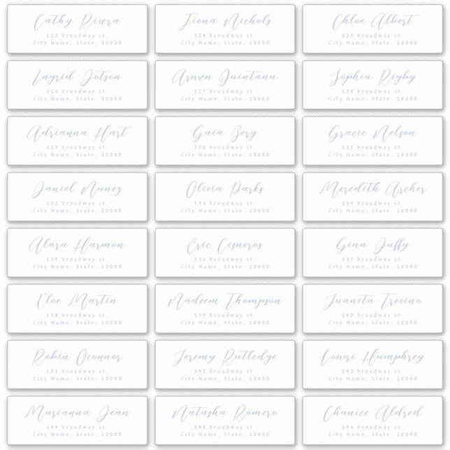 Dusty Blue Stylish script guest address label (Front)