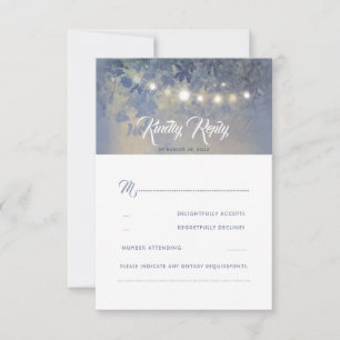 Dusty Blue Summer Night Rustic Wedding RSVP