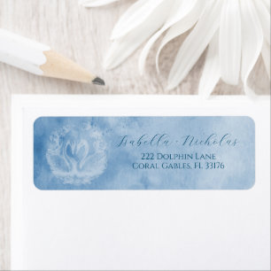 Dusty Blue Swan Lake Wedding Return Address Label