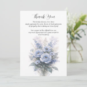 Dusty Blue Sympathy Floral Funeral Thank you  Invitation