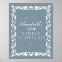 Dusty Blue Talavera Fiesta Birthday Party Welcome