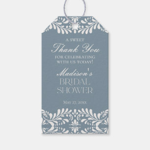Dusty Blue Talavera Fiesta Bridal Shower Favour Gift Tags