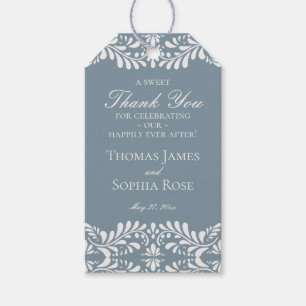 Dusty Blue Talavera Fiesta Wedding Party Favours Gift Tags