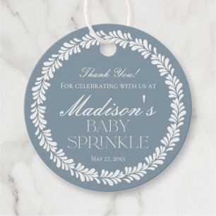 Dusty Blue Talavera Spanish Fiesta Baby Sprinkle Favour Tags