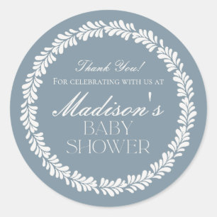 Dusty Blue Talavera Spanish Fiesta Boy Baby Shower Classic Round Sticker