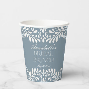 Dusty Blue Talavera Spanish Fiesta Bridal Brunch Paper Cups