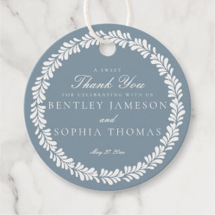 Dusty Blue Talavera Spanish Fiesta Wedding Circle Favour Tags