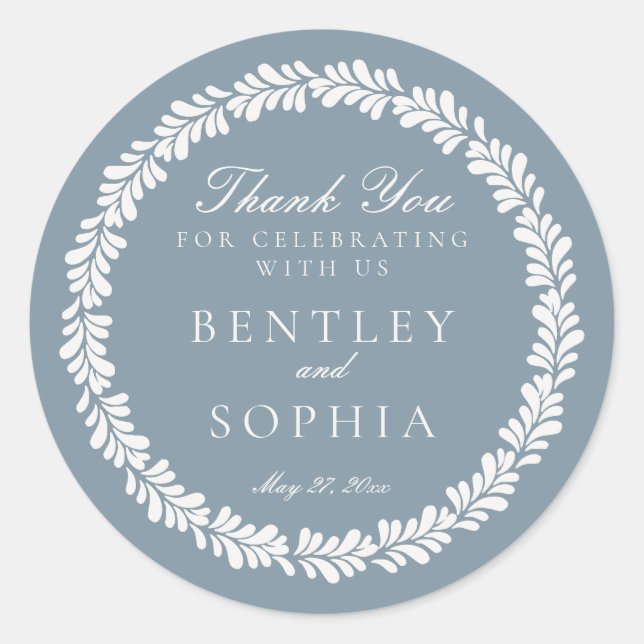 Dusty Blue Talavera Spanish Fiesta Wedding Favour Classic Round Sticker (Front)