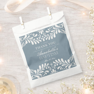 Dusty Blue Talavera Tile Fiesta Baptism Dessert Favour Bags