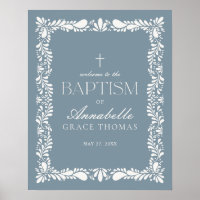 Dusty Blue Talavera Tile Fiesta Baptism Welcome