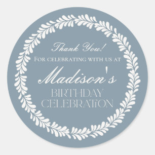 Dusty Blue Talavera Tile Fiesta Birthday Favour Classic Round Sticker
