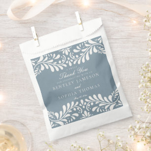 Dusty Blue Talavera Tile Fiesta Wedding Dessert Favour Bags