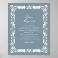 Dusty Blue Talavera Time Capsule Birthday Game