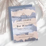 Dusty Blue & Tan Watercolor Bar Mitzvah Invitation<br><div class="desc">This chic and modern Bar Mitzvah invitation features a dusty blue and tan background in watercolor. Personalize it for your needs. You can find matching products at my store.</div>