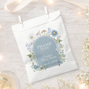 Dusty Blue Tea Party Baby In Bloom Baby Shower  Favour Bags