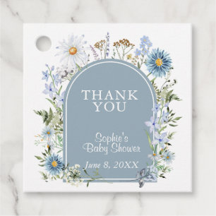 Dusty Blue Tea Party Baby In Bloom Baby Shower  Favour Tags
