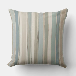 Dusty Blue Teal Sage Beige Stripe Cushion