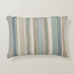 Dusty Blue Teal Sage Beige Stripe Decorative Cushion