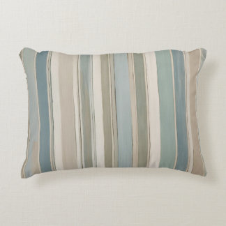 Dusty Blue Teal Sage Beige Stripe Decorative Cushion
