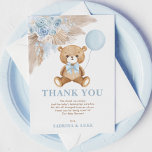 Dusty Blue Teddy Bear Balloon Boy Baby Shower Thank You Card<br><div class="desc">This adorable teddy bear themed thank you card is sure to put a smile on your guests' faces! The soft blue, brown and beige colour scheme makes this design perfect for a boy baby shower. Personalise the card with your details and if you want to further re-arrange the style and...</div>