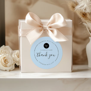 Dusty Blue Thank You Handmade with Love Classic Round Sticker