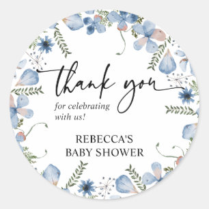 Dusty Blue Thank You Round / Square Favour Sticker