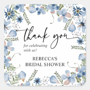 Dusty Blue Thank You Round / Square Favour Sticker