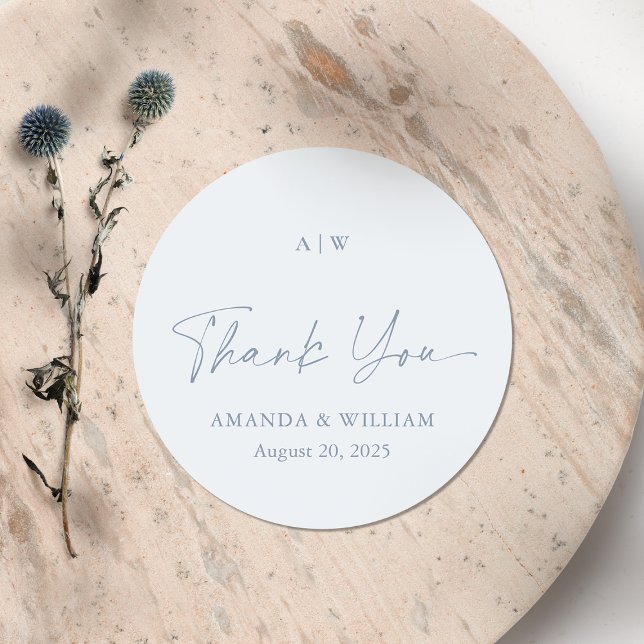 Dusty Blue Thank You Wedding Sticker (Creator Uploaded)