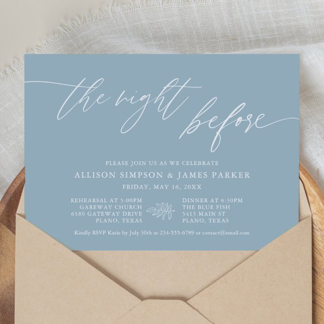 Dusty Blue The Night Before Rehearsal Dinner Invitation (Creator Uploaded)
