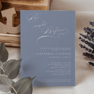 Dusty Blue The Night Before Rehearsal Dinner Invitation