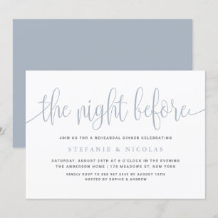 Dusty Blue The Night Before Rehearsal Dinner Invitation
