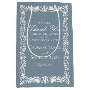 Dusty Blue Tile Talavera Fiesta Wedding Favours Medium Gift Bag