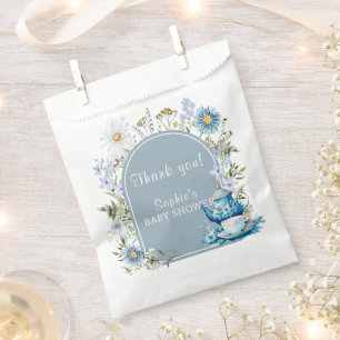 Dusty Blue Time For Tea Boho Garden Baby Shower  Favour Bags