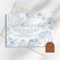 Dusty Blue Toile Tea Baby Shower Books for Baby