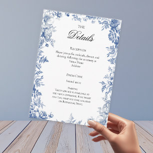 Dusty Blue Toile Wedding Details Enclosure Card