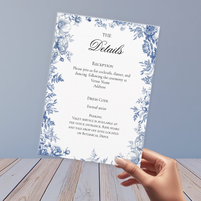 Dusty Blue Toile Wedding Details Enclosure Card (Dusty Blue Toile Wedding Details Enclosure Card
)