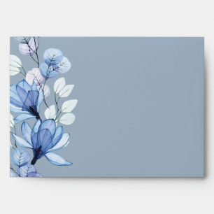 Dusty Blue Transparent Floral Return Address Envelope