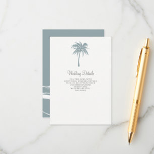 Dusty Blue Tropical Palm Tree Wedding Enclosure Card