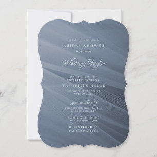 Dusty Blue Tulle Bridal Shower Invitation