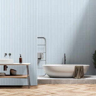 Dusty Blue Two Inch Wide Butcher Stripe Wallpaper