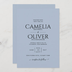 Dusty Blue Typography Only Wedding Invitation