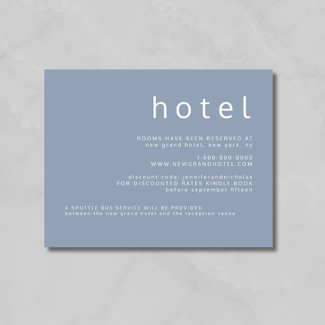 Dusty Blue Typography Wedding Accommodations Enclosure Card (Dusty Blue Typography Wedding Accommodations Enclosure Card)